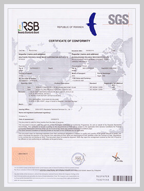 Reliable Filling Machinery Certificate 